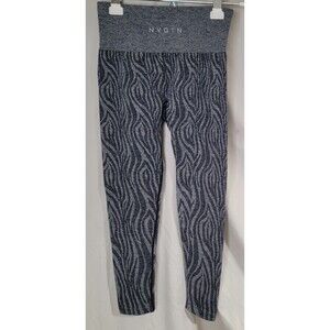 NVGTN Womens Small Black Gray Seamless High Waist Zebra Stripe Leggings Workout